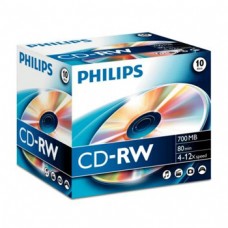 CD-RW Philips 700Mb 4x12x 80min Jewell Case 10              